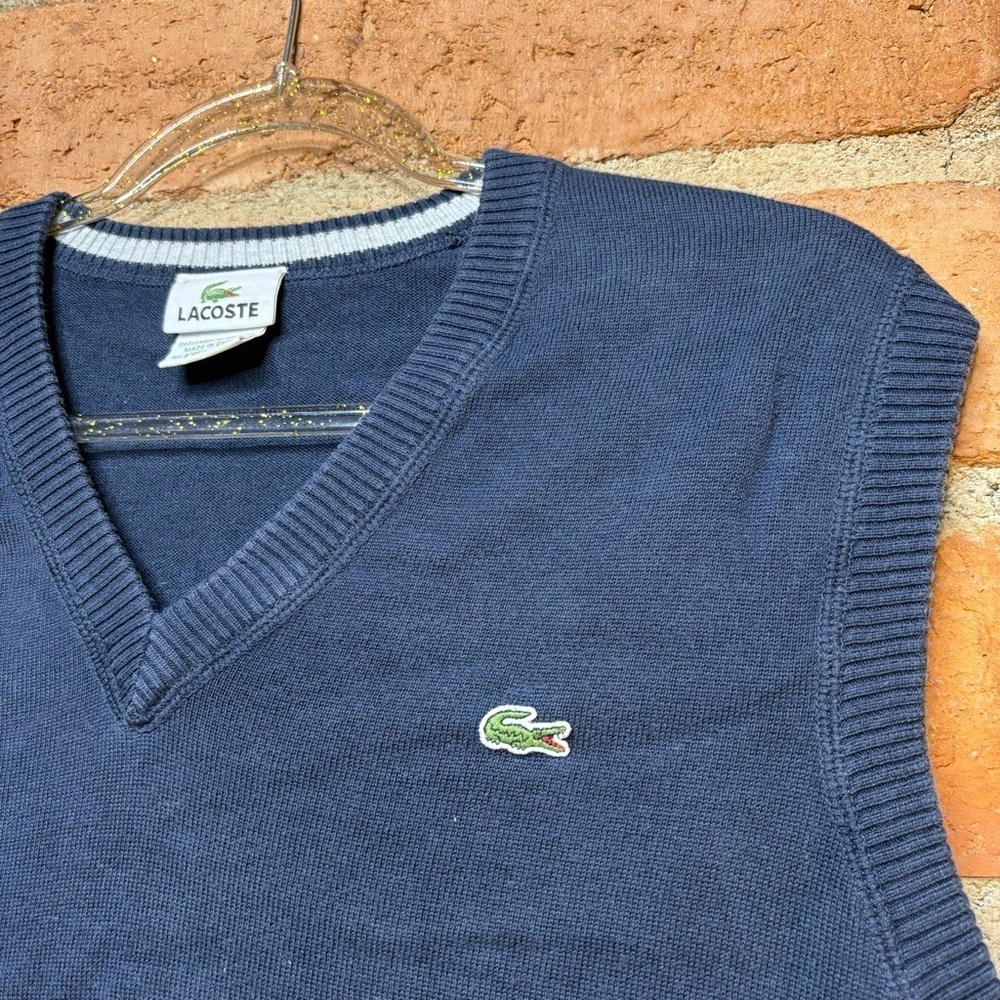 Vintage LACOSTE Men’s Navy Blue Sweater Vest Size 4 Medium - Picture 5 of 6